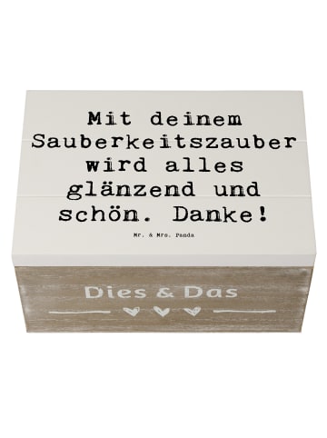 Mr. & Mrs. Panda Holzkiste Spruch Reinigungskraft Zauber mit Spruch in Weiß