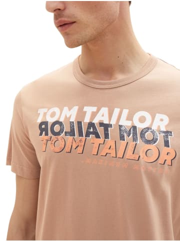 Tom Tailor T-Shirt WORDING LOGO in Braun