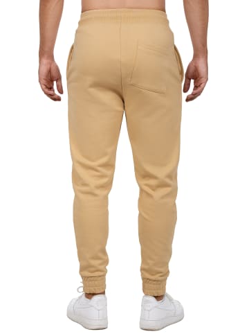 Reichstadt Herren Regular Fit Jogginghose Marken-Stick in Beige