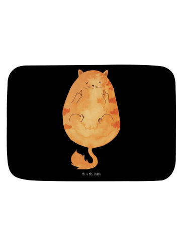 Mr. & Mrs. Panda Badezimmerteppich Katze Mittelfinger ohne Spruch in Schwarz