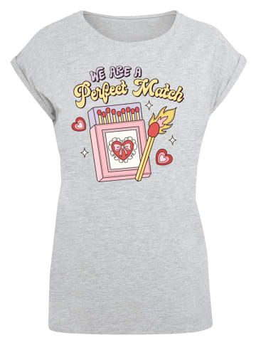 F4NT4STIC Extended Shoulder T-Shirt We Are A Perfect Match Love in grau meliert
