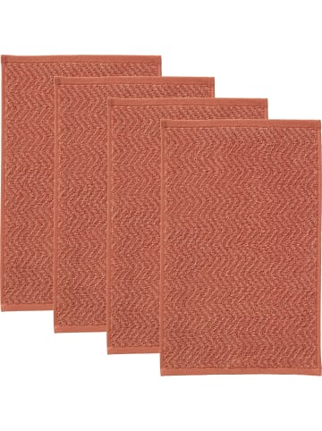 REDBEST Frottier, Jacquard Gästetuch 4er-Pack Palmdale in terra