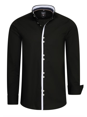 Rusty Neal Freizeit-Hemd mit Doppel-Knopf-Verschluss in Schwarz