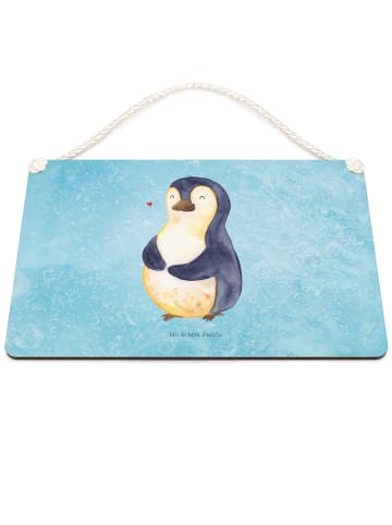 Mr. & Mrs. Panda Holzbild Pinguin Diät ohne Spruch in Eisblau