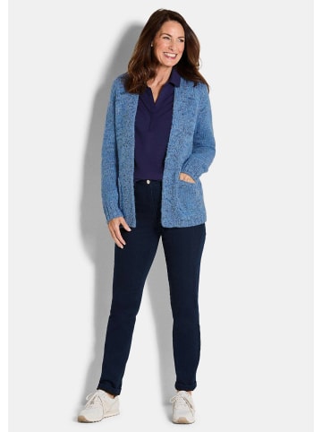 GOLDNER Kurzgröße:  Langarm Melange-Cardigan, flauschig in blau / gemustert