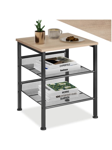 tectake Beistelltisch Lincoln 40,5 x 40 x 50,5 cm, Industrial Holz hell, Eiche Sonoma