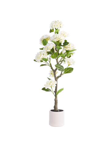 Beliani Kunstpflanze HORTENSIUM in Weiß/Grün - (W) 70 x (H) 120 x (L) 70 cm