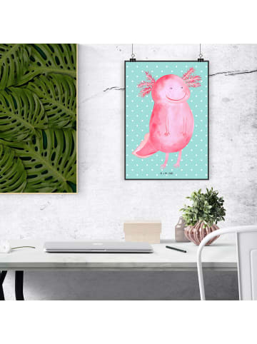 Mr. & Mrs. Panda Bild Axolotl Glücklich ohne Spruch in Türkis Pastell