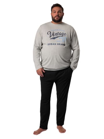 Men Plus Langer Schlafanzug in hellgrau mélange