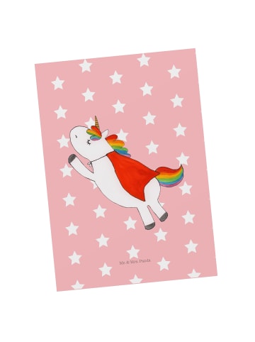 Mr. & Mrs. Panda Postkarte Einhorn Super ohne Spruch in Rot Pastell