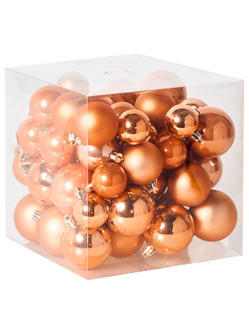 Beliani 60er-Set Weihnachtsbaumkugeln LOVATNET in Kupfer