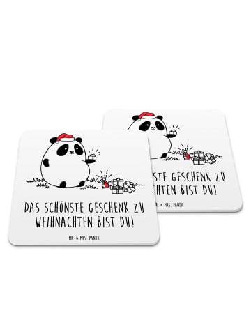 Mr. & Mrs. Panda Tassenuntersetzer Panda Weihnachtsgeschenk mit ... in Weiß