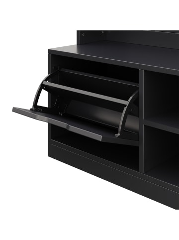 ABRIHOME Garderobenset mit Sitzbank in Schwarz - 100×185.5×40 cm