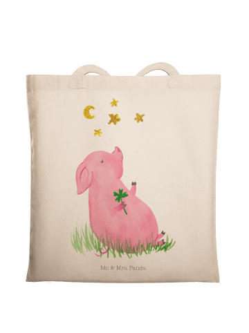Mr. & Mrs. Panda Uni Tasche Schwein Glück ohne Spruch in Creme
