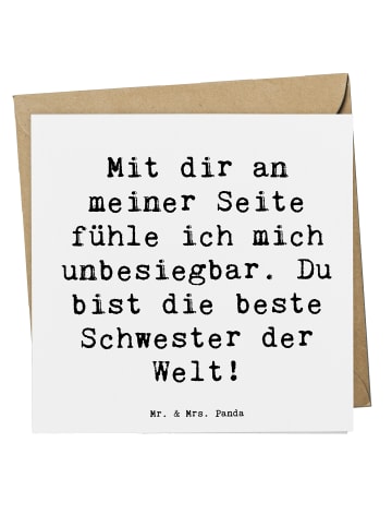 Mr. & Mrs. Panda Glückwunschkarte Spruch Beste Schwester mit Spruch in Weiß