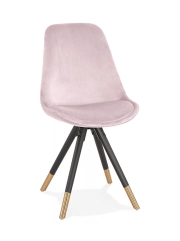 KADIMA DESIGN Designerstuhl aus Holz mit Samtbezug | Retro Stil der 50er Jahre in Rosa