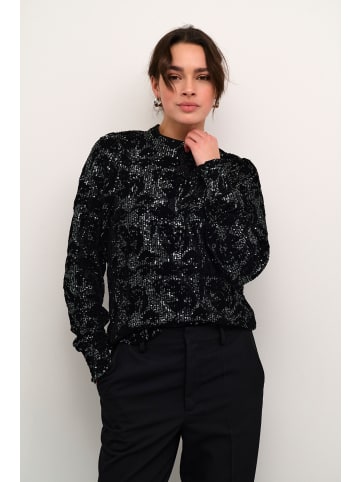Kaffe Langarm-Bluse KAgrit in Black/dark silver sequin