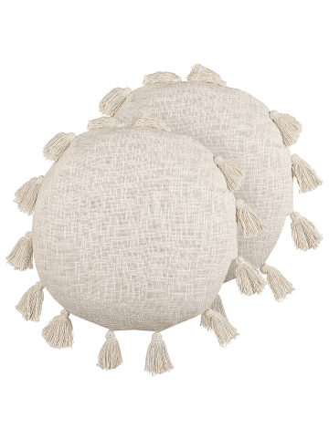 Beliani 2er-Set Dekokissen MADIA in Beige