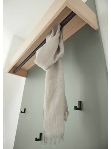 Furn.Design Garderobenpaneel Salbei Grün mit Eiche 100 cm, Wandgarderobe mit Kleiderstange