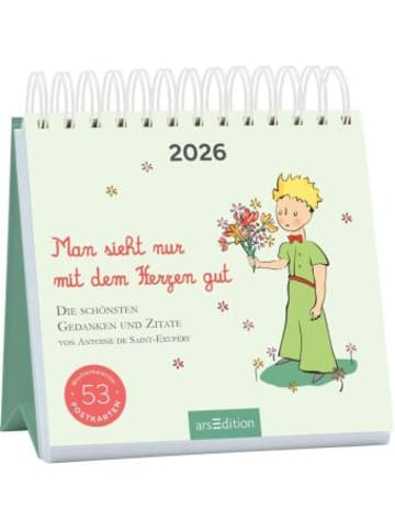 ars edition Kalender - Postkartenkalender Man sieht nur mit dem Herzen gut 2026