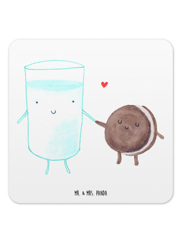 Mr. & Mrs. Panda Bierdeckel Milch Keks ohne Spruch in Weiß