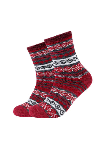 camano Socken Cosy Norweger Kuschelsocken Flauschig Warm Damen Zopfmuster Lang Flauschsocken Für Winter Set Frauen 2er Pack warm & cozy in oxblood red