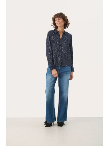 PART TWO Langarm - Hemd MaicaPW in Dark Navy Leopard Print