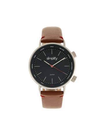 Simplify Die 3300 Lederarmbanduhr in Brown/Navy