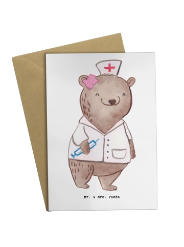 Mr. & Mrs. Panda Beileidskarte Anästhesistin Herz ohne Spruch in Weiß