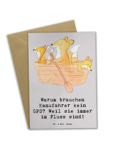 Mr. & Mrs. Panda Grußkarte Kanu Lebensweg mit Spruch in Grau Pastell