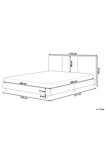 Beliani Doppelbett ALBI in Weiß/Schwarz - (W) 175 x (H) 94 x (L) 211 cm