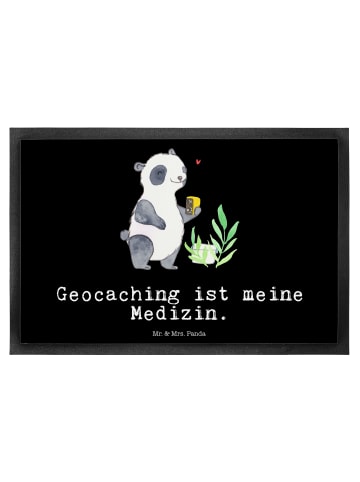 Mr. & Mrs. Panda Schmutzmatte Panda Geocaching mit Spruch in Schwarz