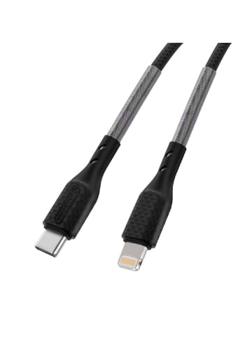 COFI 1453 Carbon Ladekabel Typ C zu iPhone-Anschluss Power Delivery in Schwarz