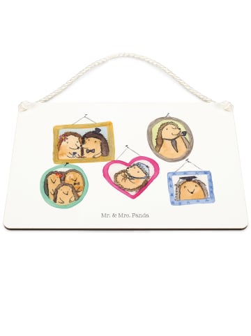 Mr. & Mrs. Panda Schild Igel Familie ohne Spruch in Weiß