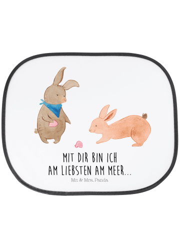 Mr. & Mrs. Panda Sonnenschutz für Auto Hasen Muschel mit Spruch in Weiß