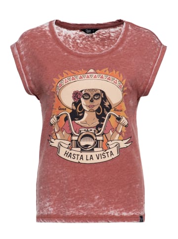 Queen Kerosin Queen Kerosin T-Shirt Hasta La Vista in terrakotta