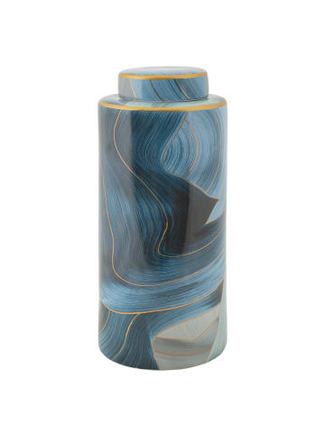 Mauro Ferretti Blaue Keramikvase mit Deckel, Ø 15 x 34 cm