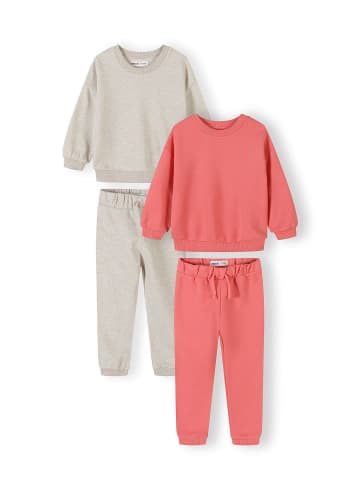 Minoti 2-tlg Langarmshirt & Hose NOSFLEECE102 in koralle
