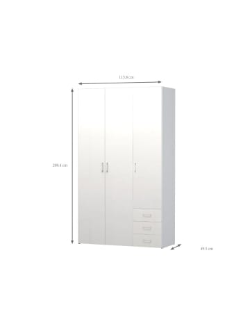 ebuy24 Kleiderschrank Spell Weiß 115 x 50 cm