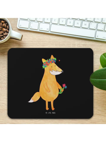 Mr. & Mrs. Panda Mousepad Fuchs Blumen ohne Spruch in Schwarz