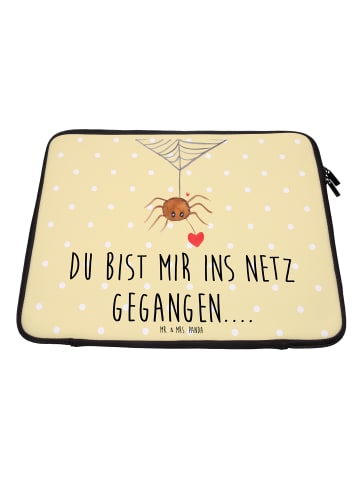 Mr. & Mrs. Panda Laptop Case Spinne Agathe Liebe mit Spruch in Gelb Pastell