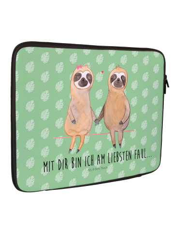 Mr. & Mrs. Panda Notebook Tasche Faultier Pärchen mit Spruch in Tropengrün