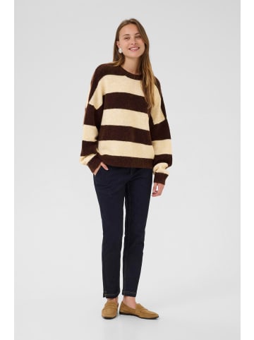 CULTURE Strickpullover CUkimmy Oversize fit in Chocolate/Oyster Mel. Stripe