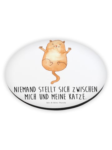 Mr. & Mrs. Panda Rund Magnet Katze Umarmen mit Spruch in Weiß