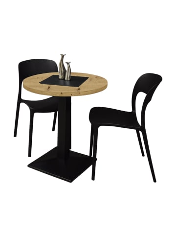 58 aufm Kessel BARTISCH rund Elanur 70 cm schwarz matt/asteiche