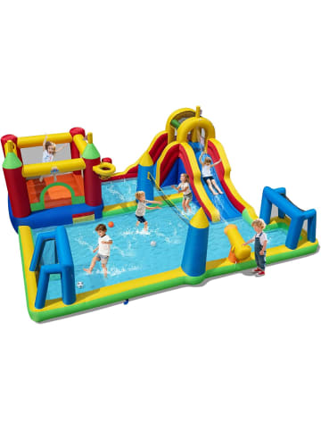 COSTWAY Hüpfburg mit Wasserrutsche 500 x 410 x 190 cm in Bunt