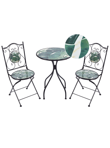 Beliani 3-tlg Bistro Set COZZANA in Schwarz/Grün