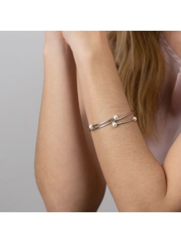 Ailoria MIDORI Armreif Silber/weiße Perle in weiß