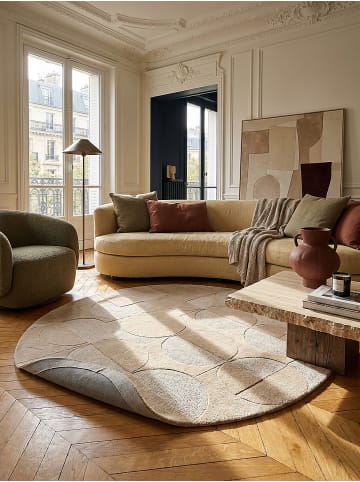 KADIMA DESIGN Teppich Wolle Handgetuftet DEBEN Geometrisch Wohnzimmer Modern in Braun