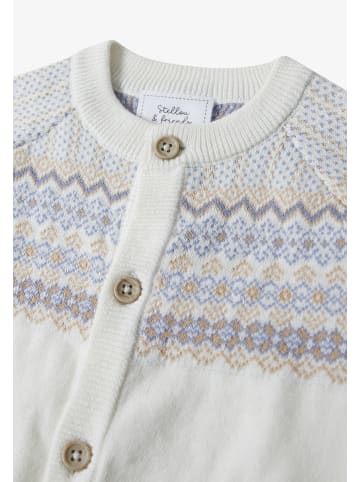 Stellou & friends Cardigan mit Norweger-Muster in weiß